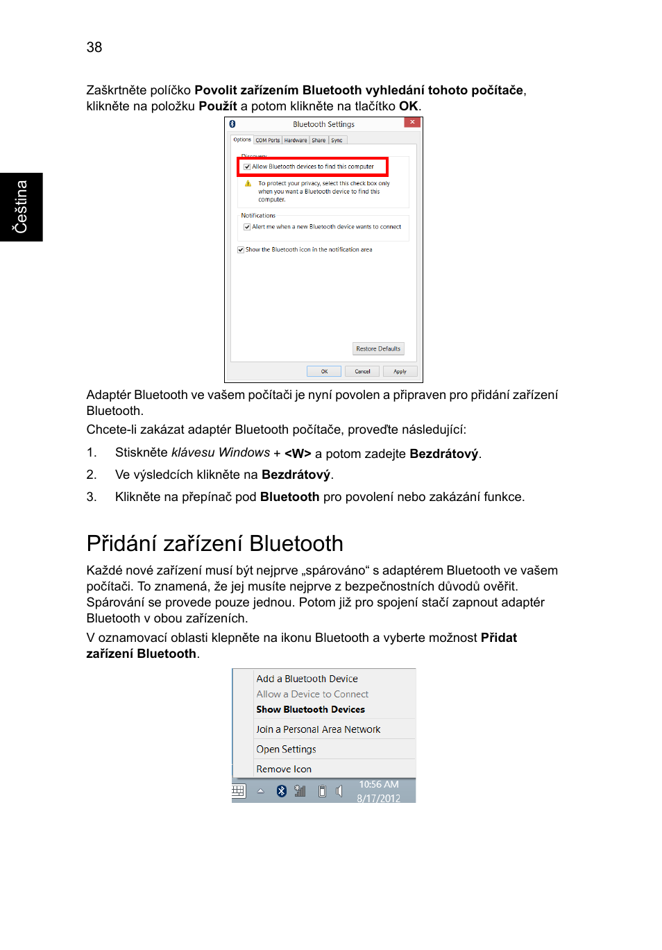 Přidání zařízení bluetooth | Acer Aspire V5-131 User Manual | Page 1116 / 2228