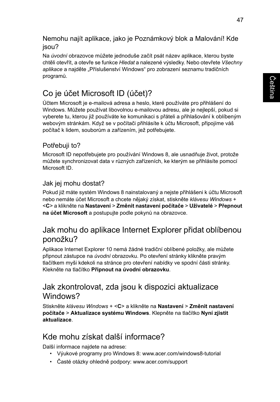 Co je účet microsoft id (účet), Kde mohu získat další informace | Acer Aspire V5-131 User Manual | Page 1125 / 2228