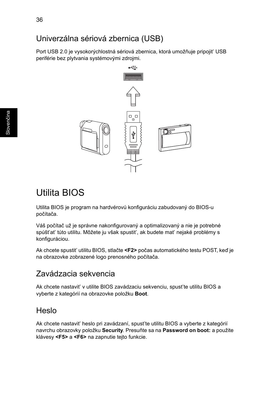 Utilita bios, Univerzálna sériová zbernica (usb), Zavádzacia sekvencia | Heslo | Acer Aspire V5-131 User Manual | Page 1186 / 2228