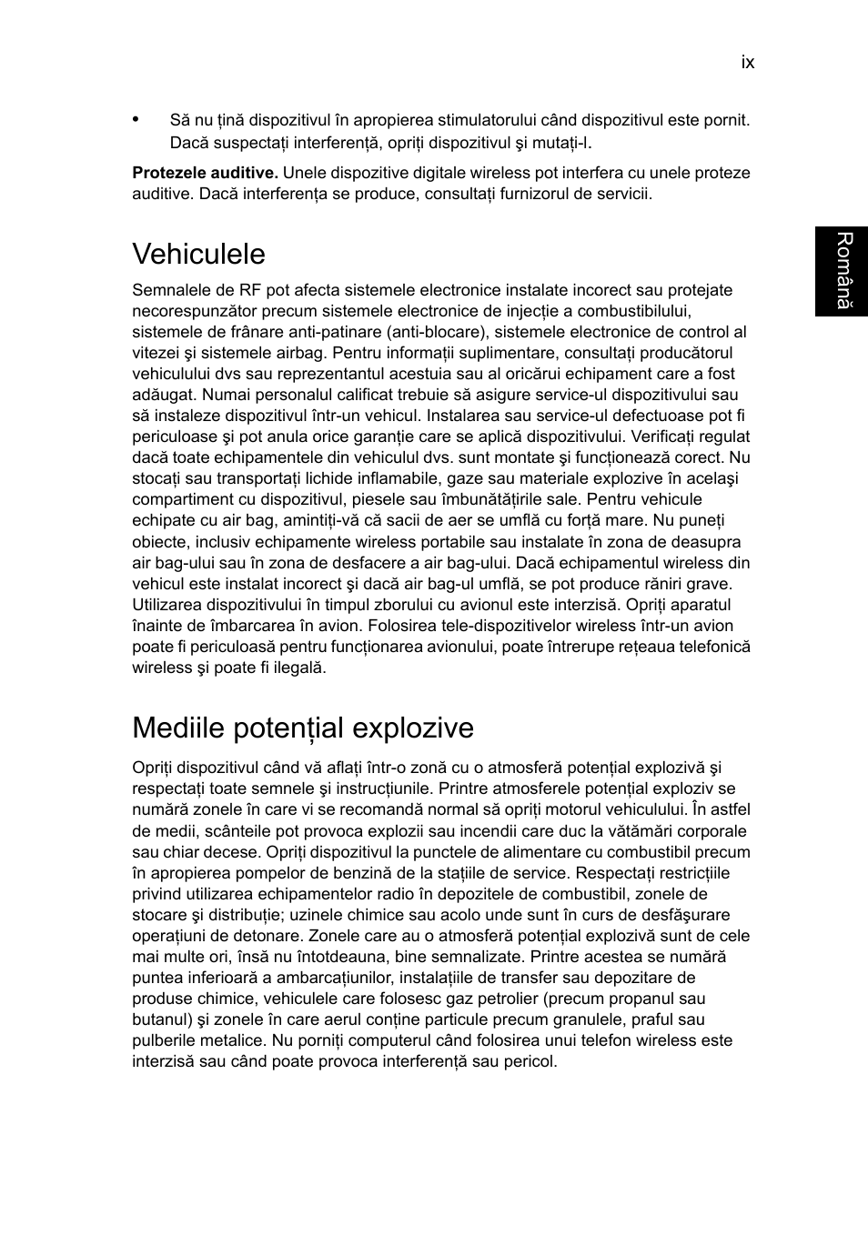 Vehiculele, Mediile potenţial explozive | Acer Aspire V5-131 User Manual | Page 1359 / 2228