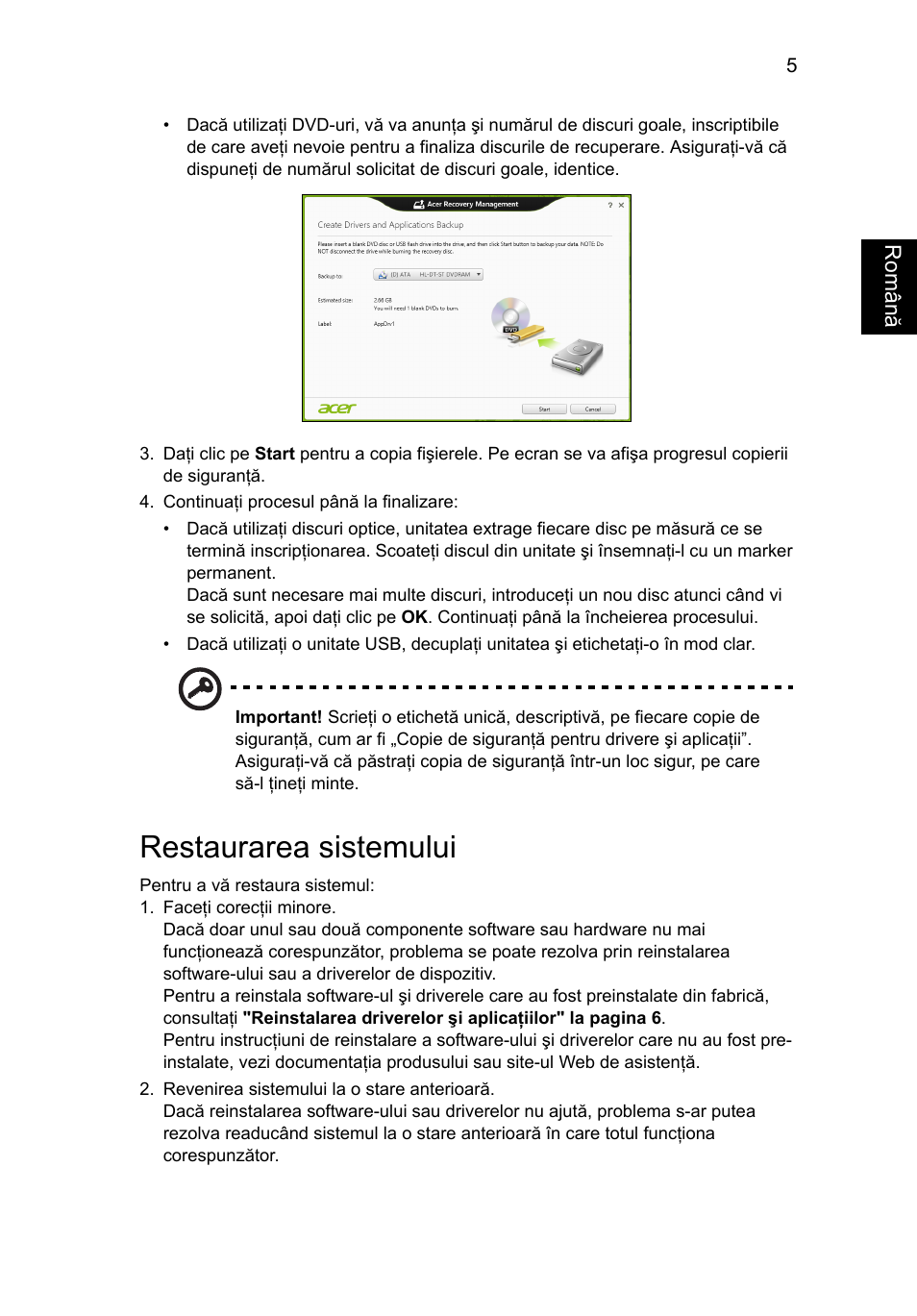 Restaurarea sistemului | Acer Aspire V5-131 User Manual | Page 1375 / 2228