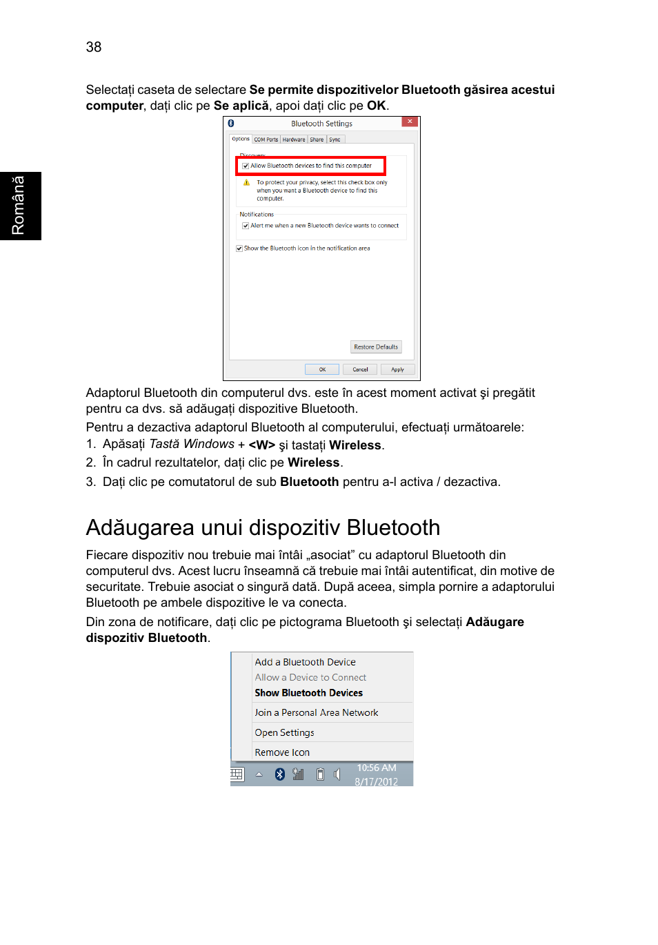 Adăugarea unui dispozitiv bluetooth | Acer Aspire V5-131 User Manual | Page 1408 / 2228