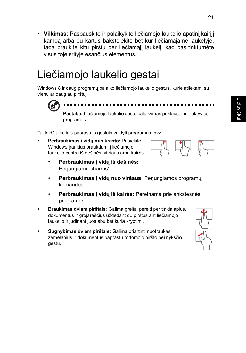 Liečiamojo laukelio gestai | Acer Aspire V5-131 User Manual | Page 1683 / 2228