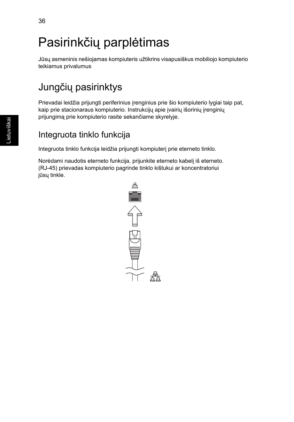 Pasirinkčių parplėtimas, Jungčių pasirinktys, Integruota tinklo funkcija | Acer Aspire V5-131 User Manual | Page 1698 / 2228