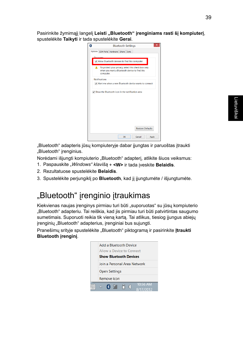 Bluetooth“ įrenginio įtraukimas | Acer Aspire V5-131 User Manual | Page 1701 / 2228