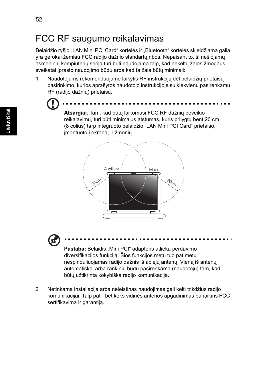 Fcc rf saugumo reikalavimas | Acer Aspire V5-131 User Manual | Page 1714 / 2228