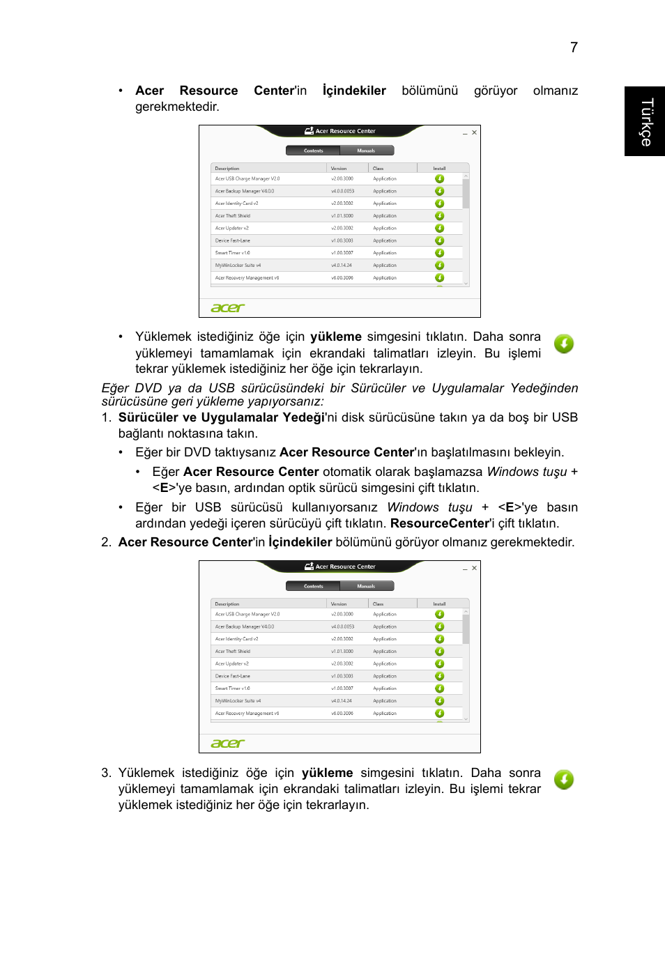 Türkçe | Acer Aspire V5-131 User Manual | Page 1829 / 2228