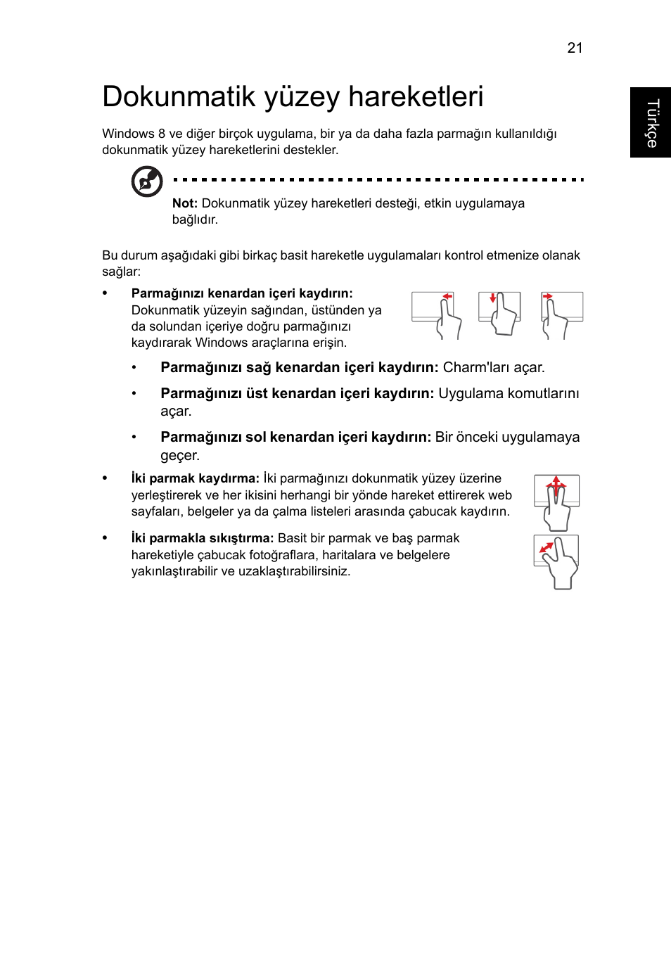 Dokunmatik yüzey hareketleri | Acer Aspire V5-131 User Manual | Page 1843 / 2228