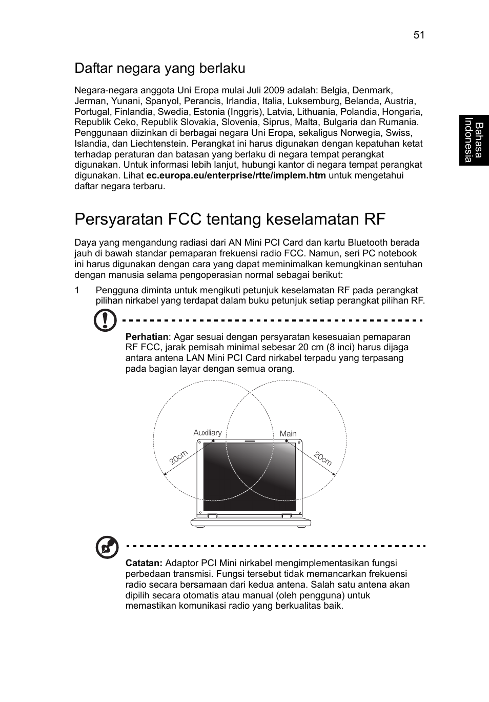 Persyaratan fcc tentang keselamatan rf, Daftar negara yang berlaku | Acer Aspire V5-131 User Manual | Page 2153 / 2228