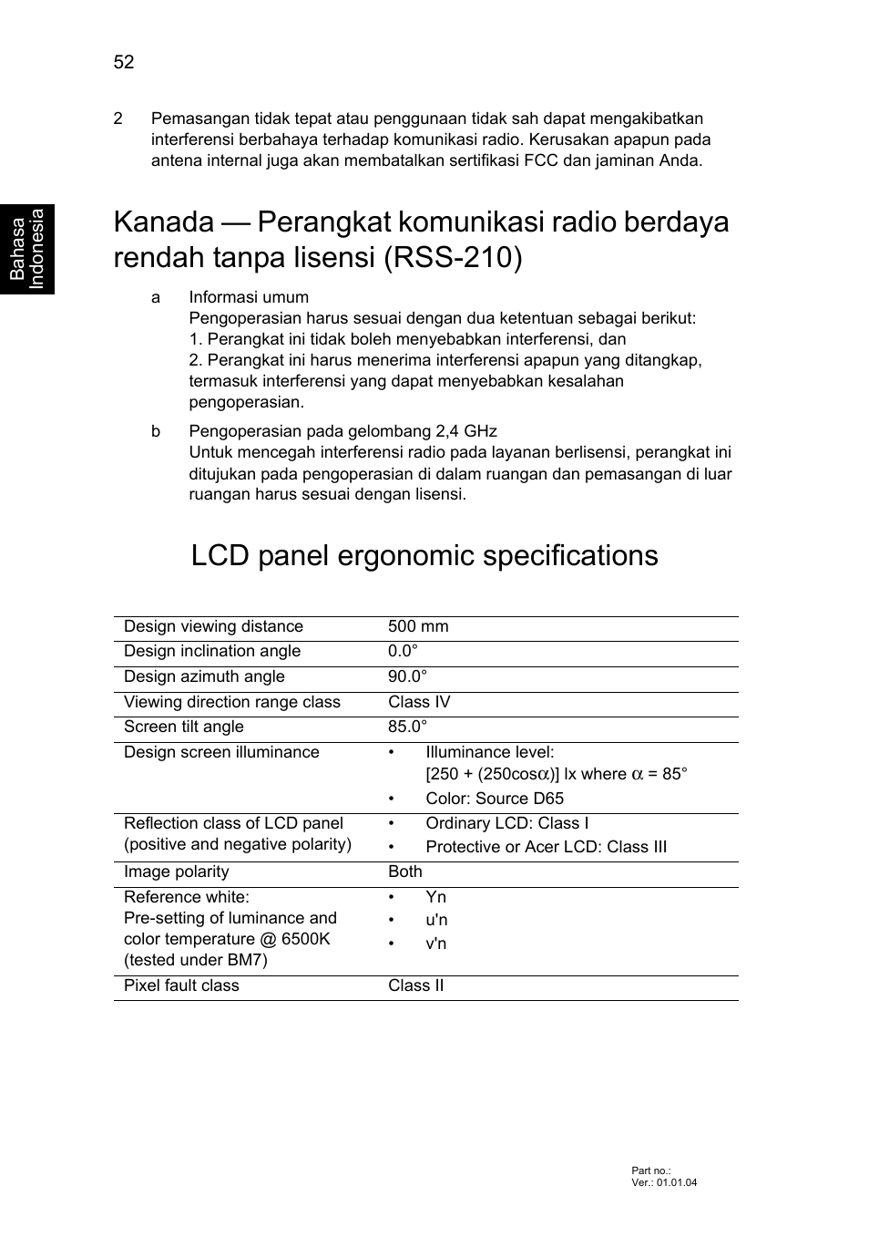 Lcd panel ergonomic specifications | Acer Aspire V5-131 User Manual | Page 2154 / 2228