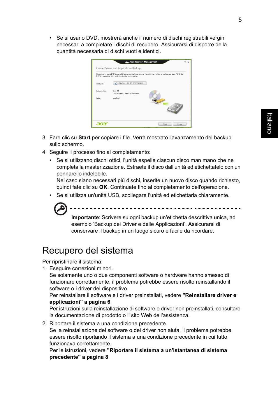 Recupero del sistema | Acer Aspire V5-131 User Manual | Page 253 / 2228