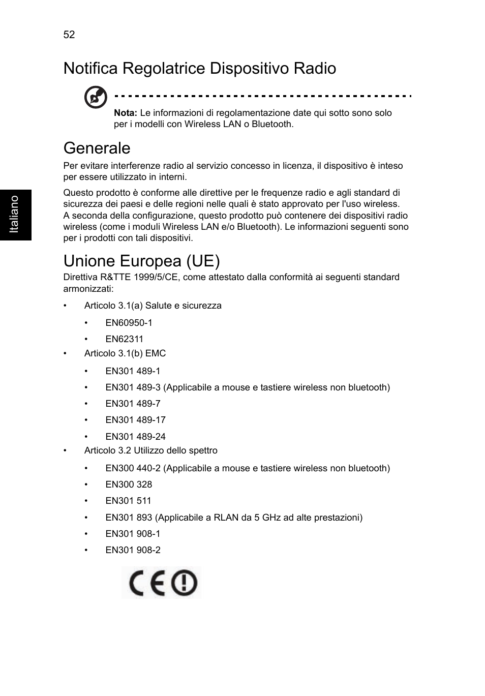 Notifica regolatrice dispositivo radio, Generale, Unione europea (ue) | Acer Aspire V5-131 User Manual | Page 300 / 2228