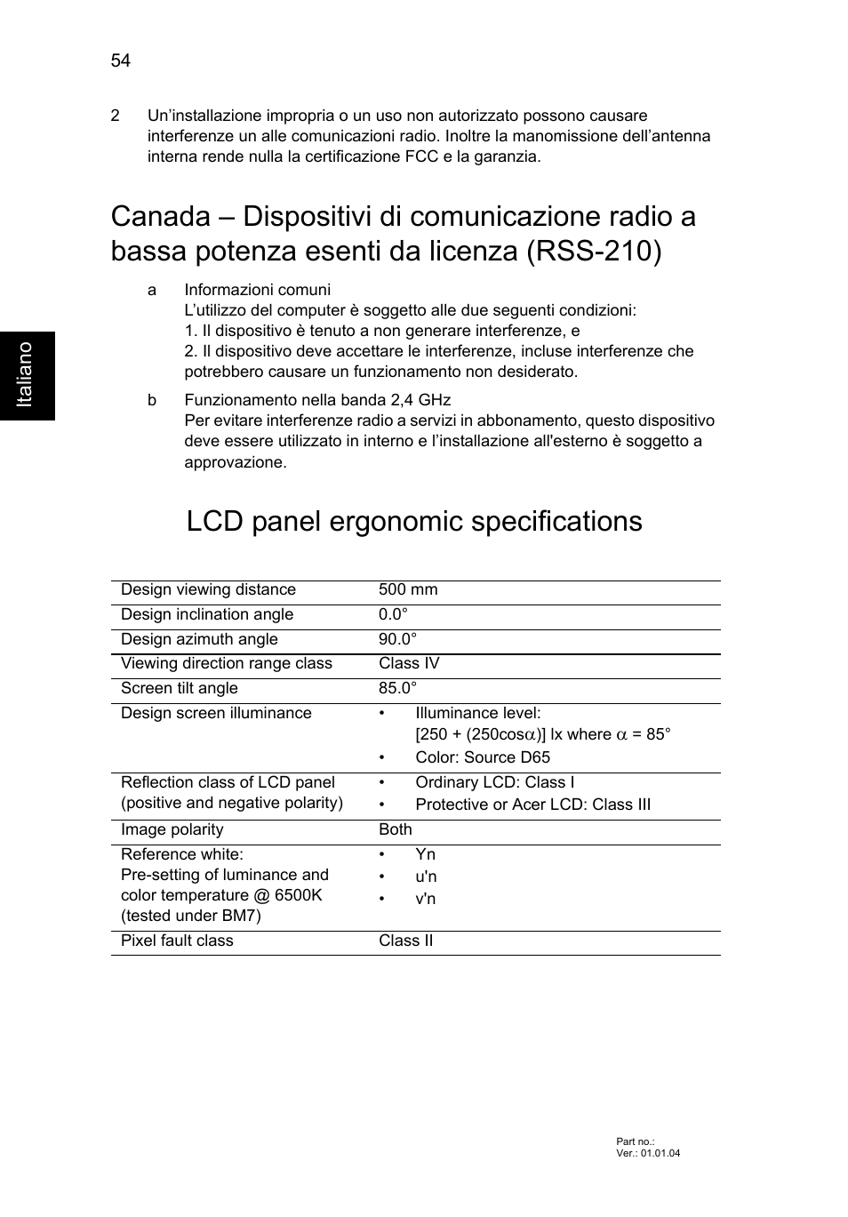 Lcd panel ergonomic specifications | Acer Aspire V5-131 User Manual | Page 302 / 2228