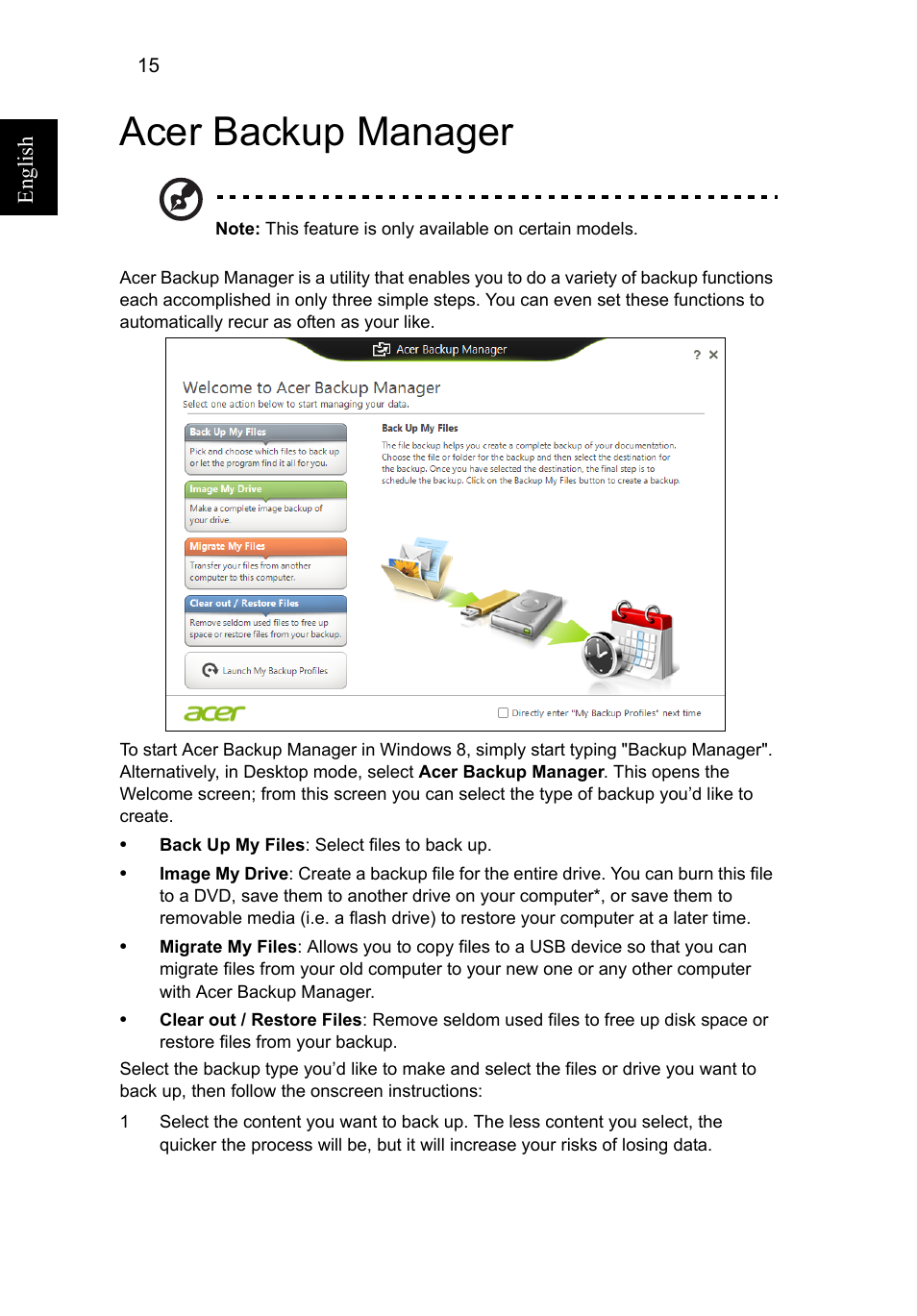 Acer backup manager | Acer Aspire V5-131 User Manual | Page 34 / 2228