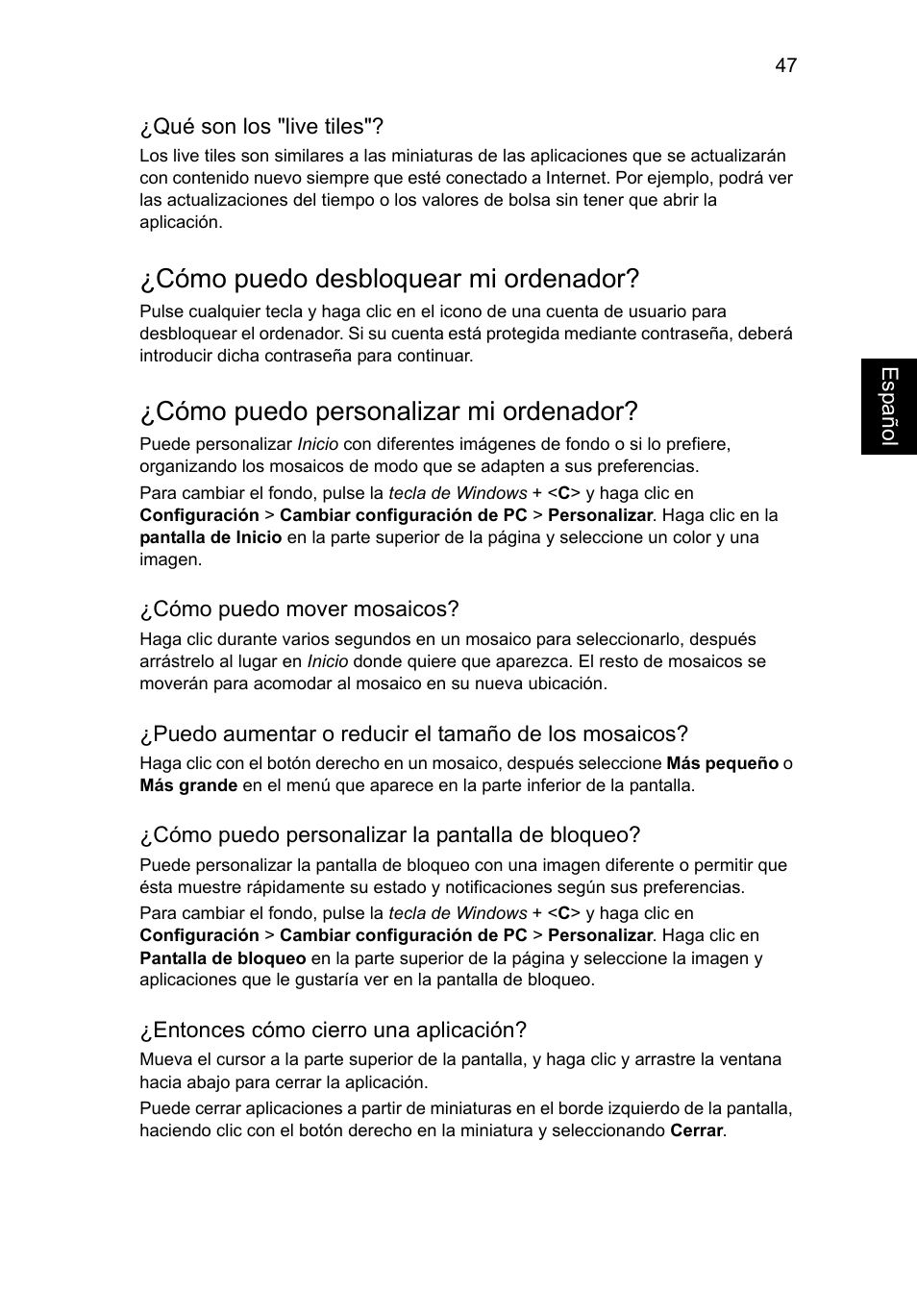 Cómo puedo desbloquear mi ordenador, Cómo puedo personalizar mi ordenador | Acer Aspire V5-131 User Manual | Page 371 / 2228