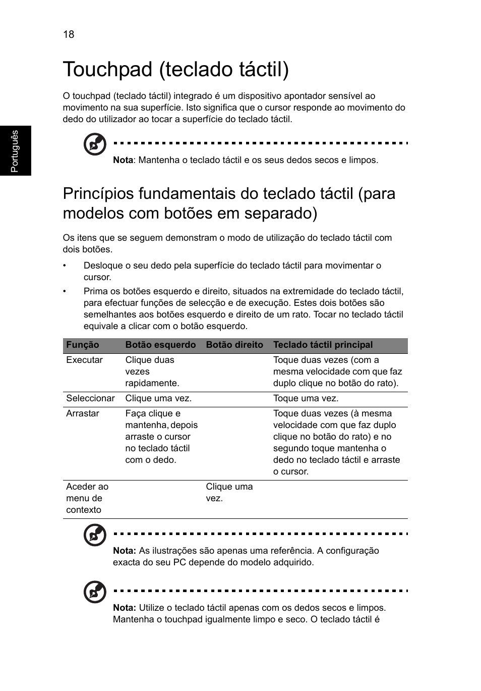 Touchpad (teclado táctil) | Acer Aspire V5-131 User Manual | Page 420 / 2228