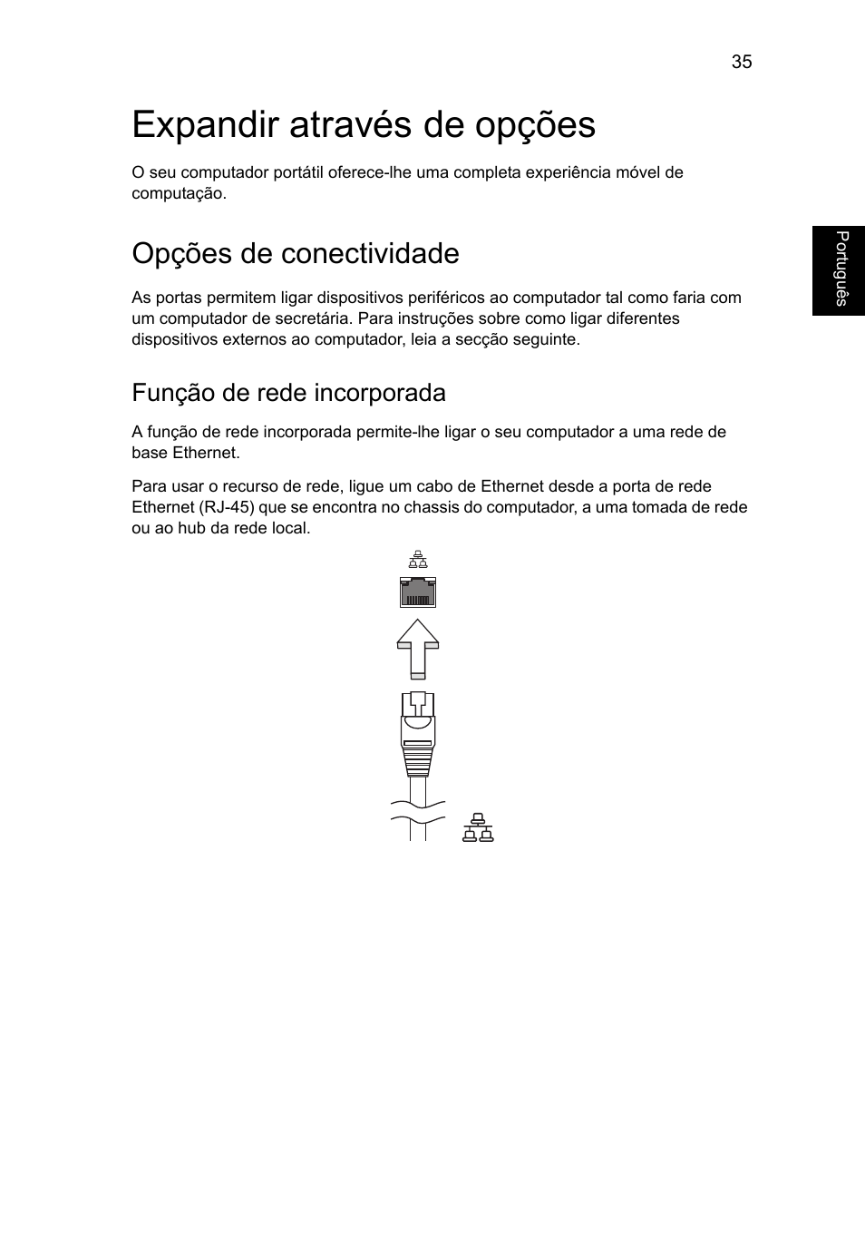 Expandir através de opções, Opções de conectividade, Função de rede incorporada | Acer Aspire V5-131 User Manual | Page 437 / 2228