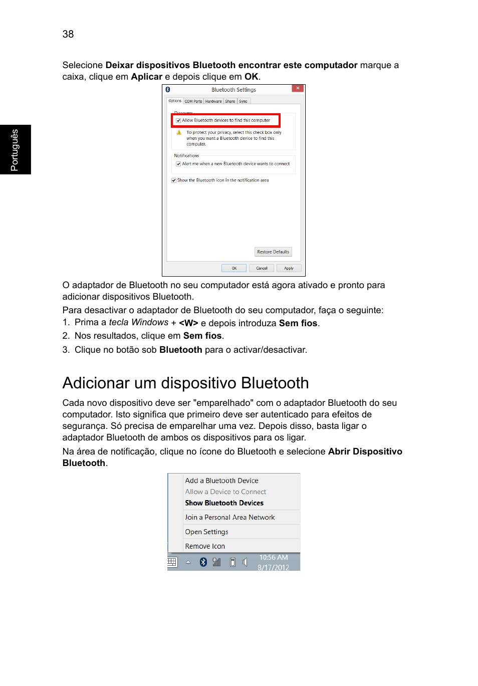 Adicionar um dispositivo bluetooth | Acer Aspire V5-131 User Manual | Page 440 / 2228