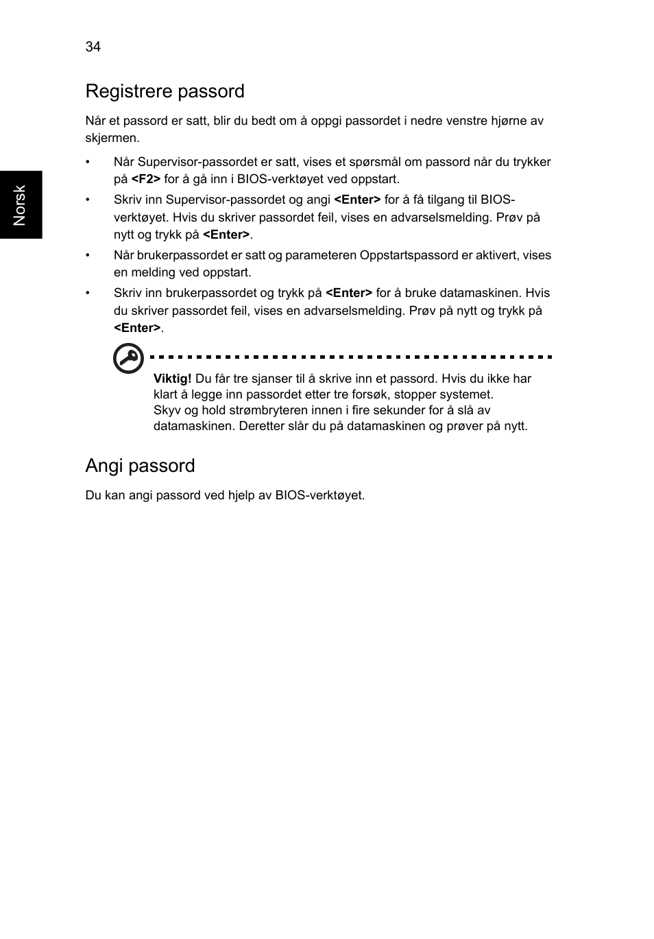 Registrere passord, Angi passord | Acer Aspire V5-131 User Manual | Page 584 / 2228