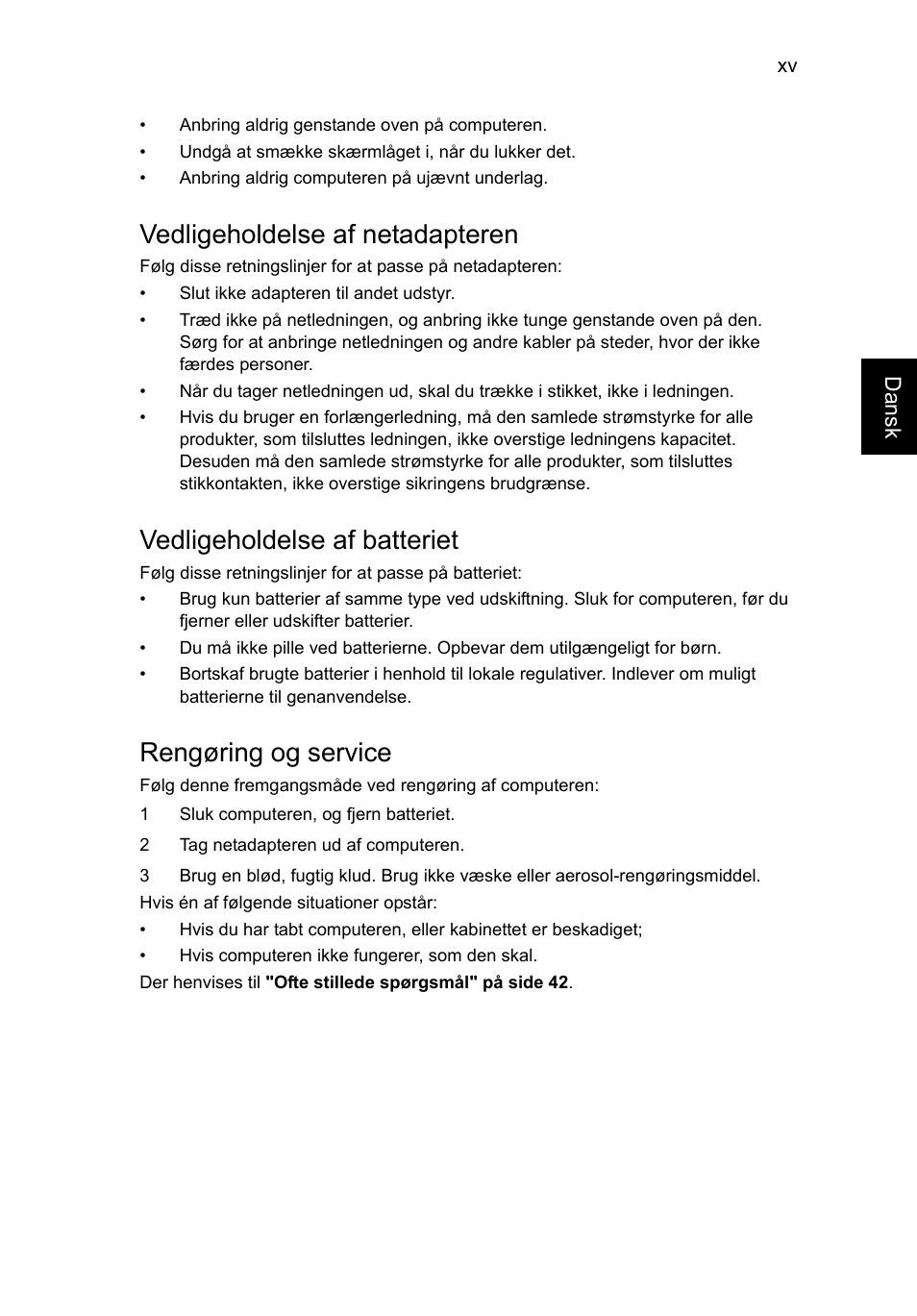 Vedligeholdelse af netadapteren, Vedligeholdelse af batteriet, Rengøring og service | Acer Aspire V5-131 User Manual | Page 617 / 2228