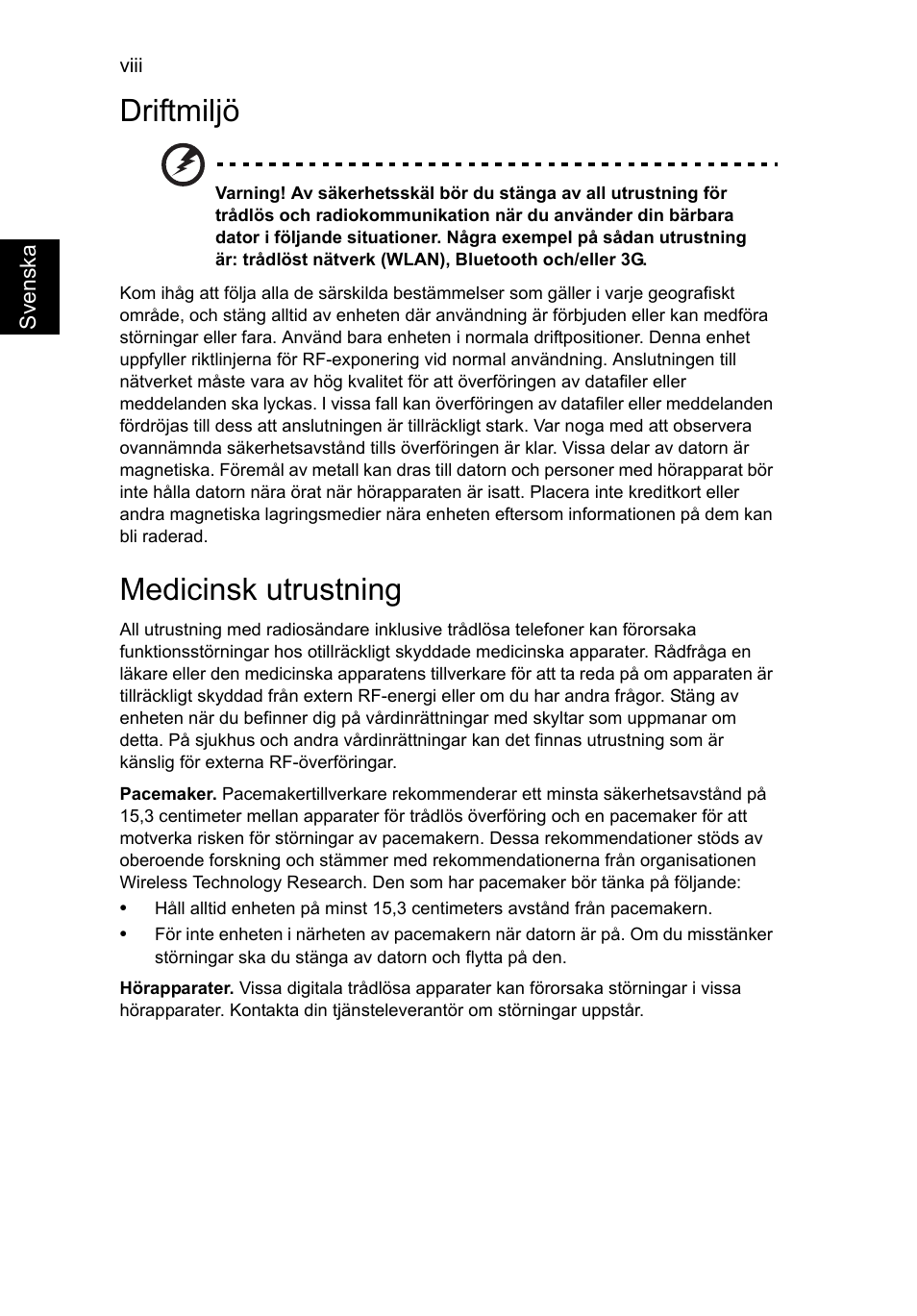 Driftmiljö, Medicinsk utrustning | Acer Aspire V5-131 User Manual | Page 682 / 2228