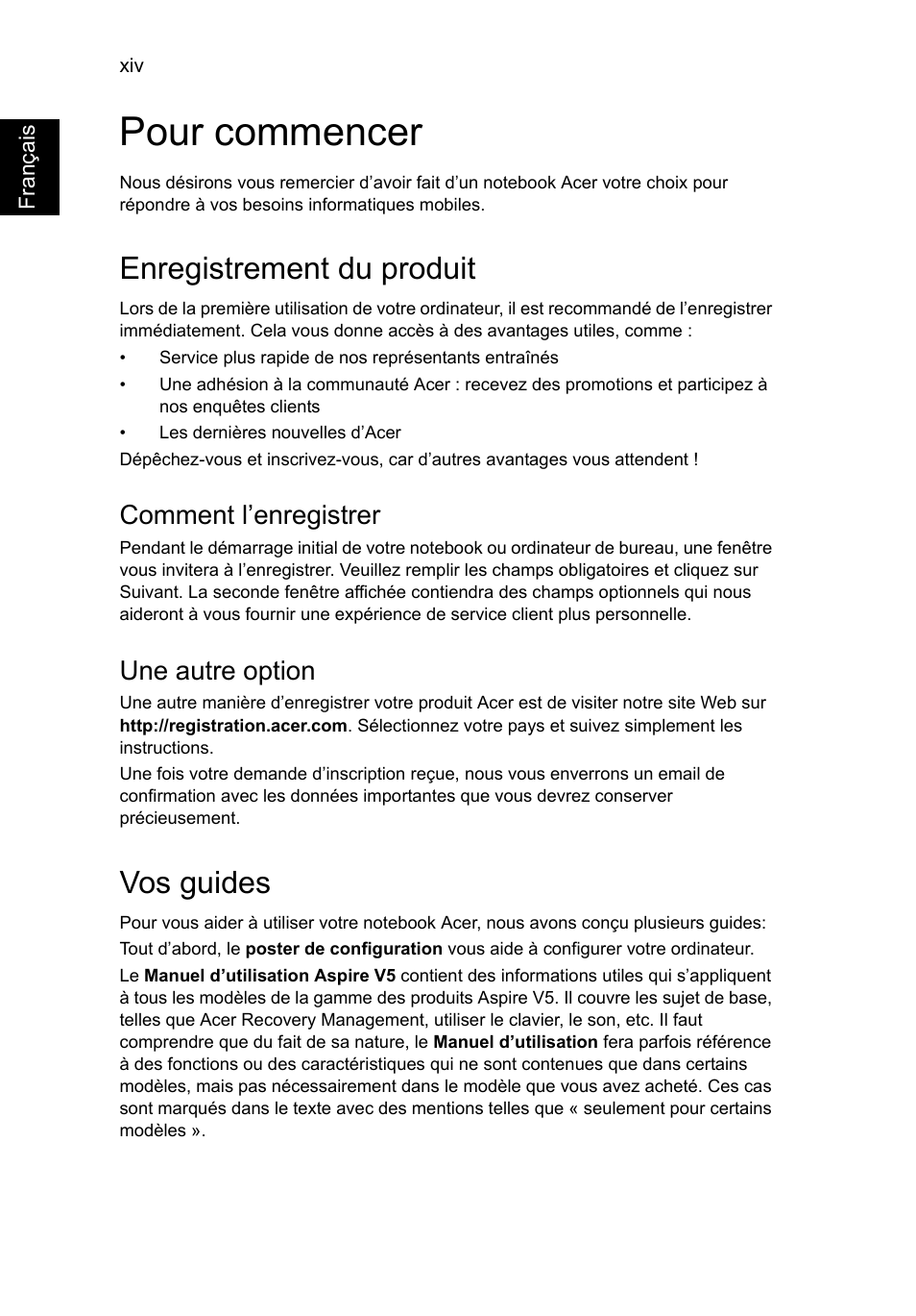 Pour commencer, Enregistrement du produit, Vos guides | Comment l’enregistrer, Une autre option | Acer Aspire V5-131 User Manual | Page 86 / 2228