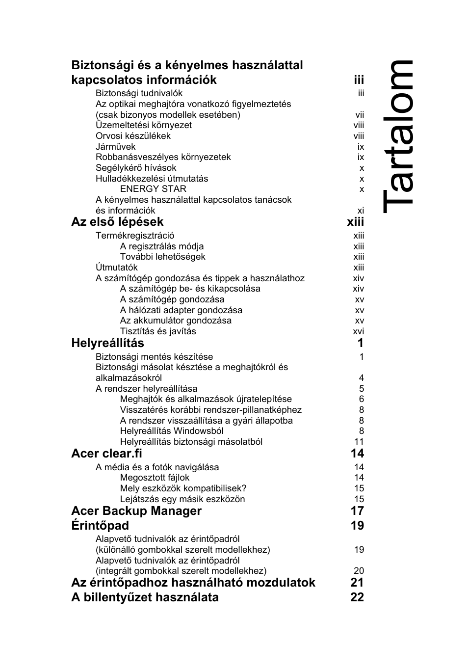 Ta rt al om | Acer Aspire V5-131 User Manual | Page 999 / 2228