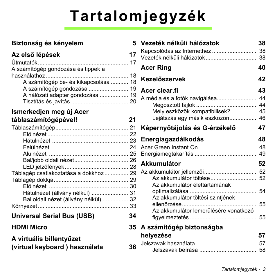 Tartalomjegyzék | Acer W700 User Manual | Page 1009 / 2286