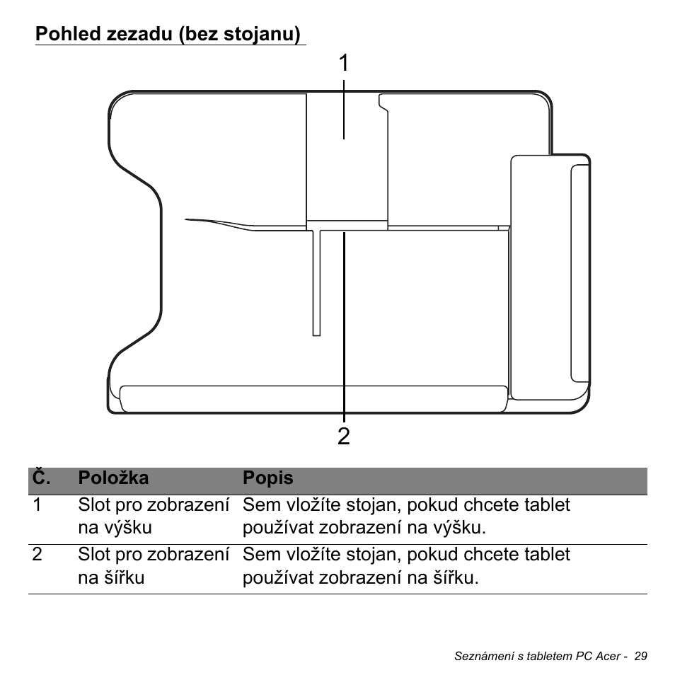 Pohled zezadu (bez stojanu) | Acer W700 User Manual | Page 1113 / 2286