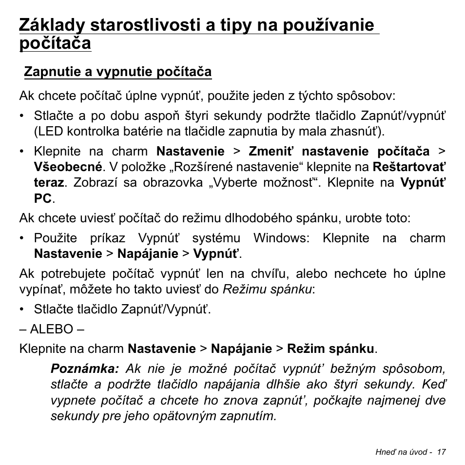 Zapnutie a vypnutie počítača | Acer W700 User Manual | Page 1175 / 2286