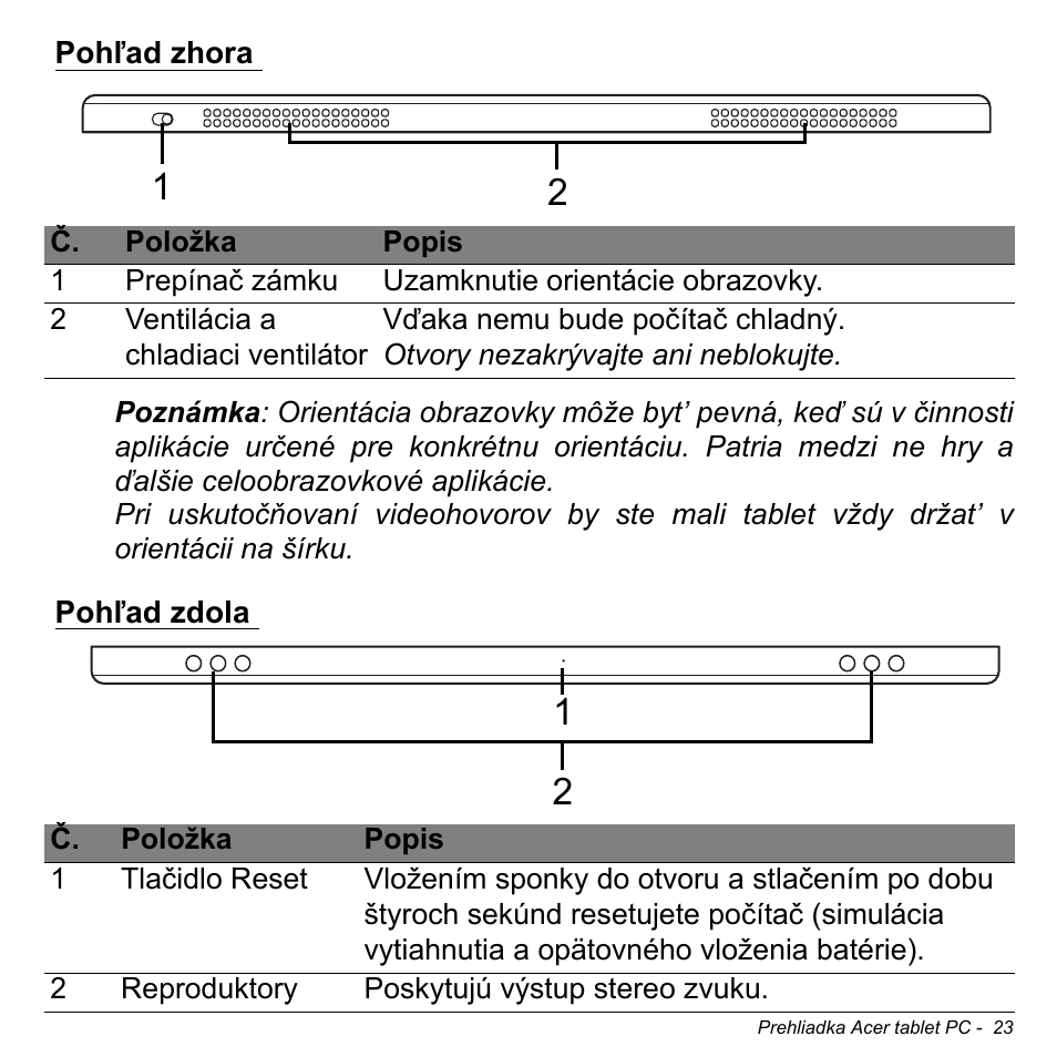 Pohľad zhora, Pohľad zdola, Pohľad zhora pohľad zdola | Acer W700 User Manual | Page 1181 / 2286