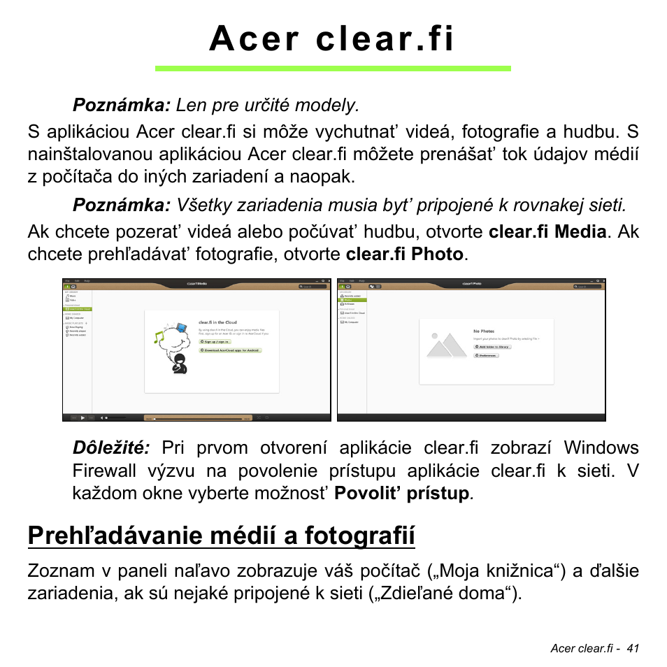 Acer clear.fi, Prehľadávanie médií a fotografií | Acer W700 User Manual | Page 1199 / 2286