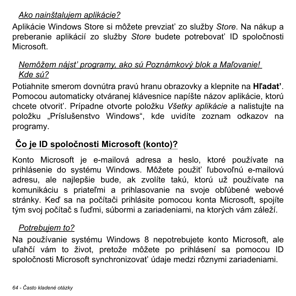 Čo je id spoločnosti microsoft (konto) | Acer W700 User Manual | Page 1222 / 2286