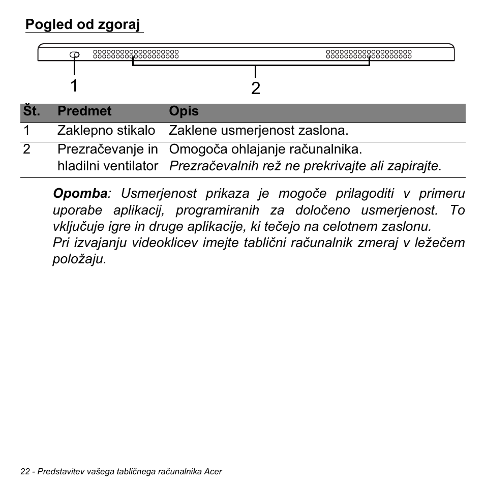 Pogled od zgoraj | Acer W700 User Manual | Page 1256 / 2286