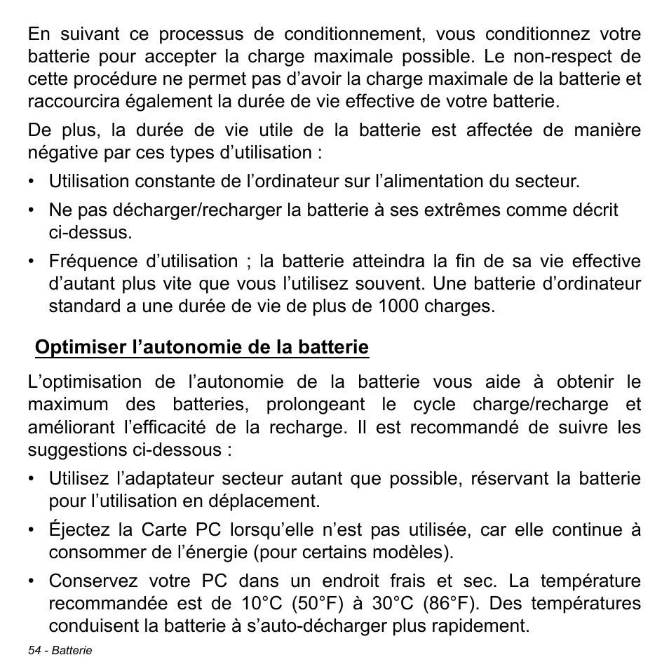 Optimiser l’autonomie de la batterie | Acer W700 User Manual | Page 130 / 2286