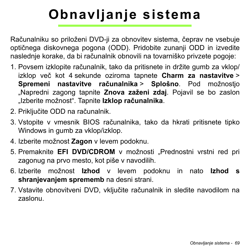 Obnavljanje sistema | Acer W700 User Manual | Page 1303 / 2286