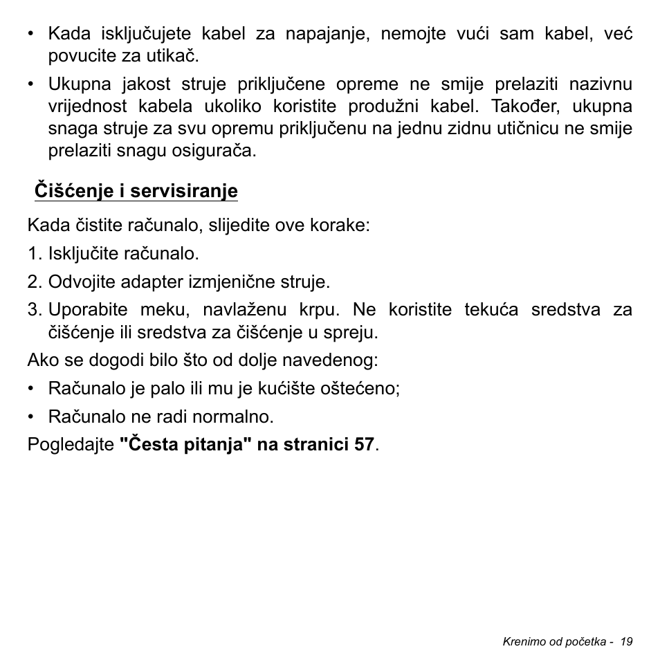 Čišćenje i servisiranje | Acer W700 User Manual | Page 1329 / 2286