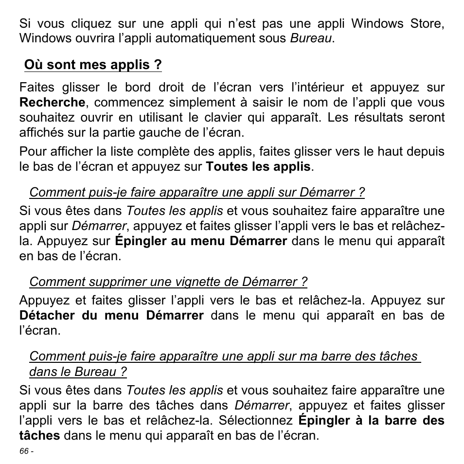 Où sont mes applis | Acer W700 User Manual | Page 142 / 2286