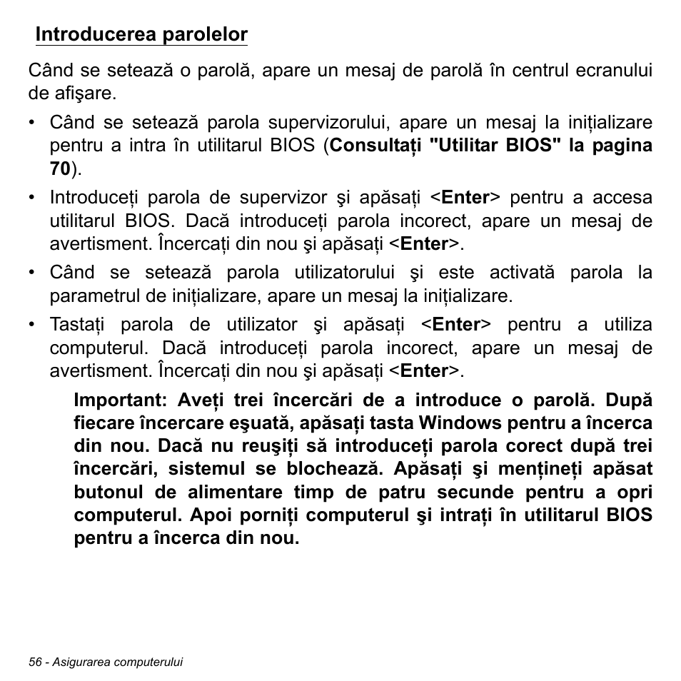 Introducerea parolelor | Acer W700 User Manual | Page 1442 / 2286