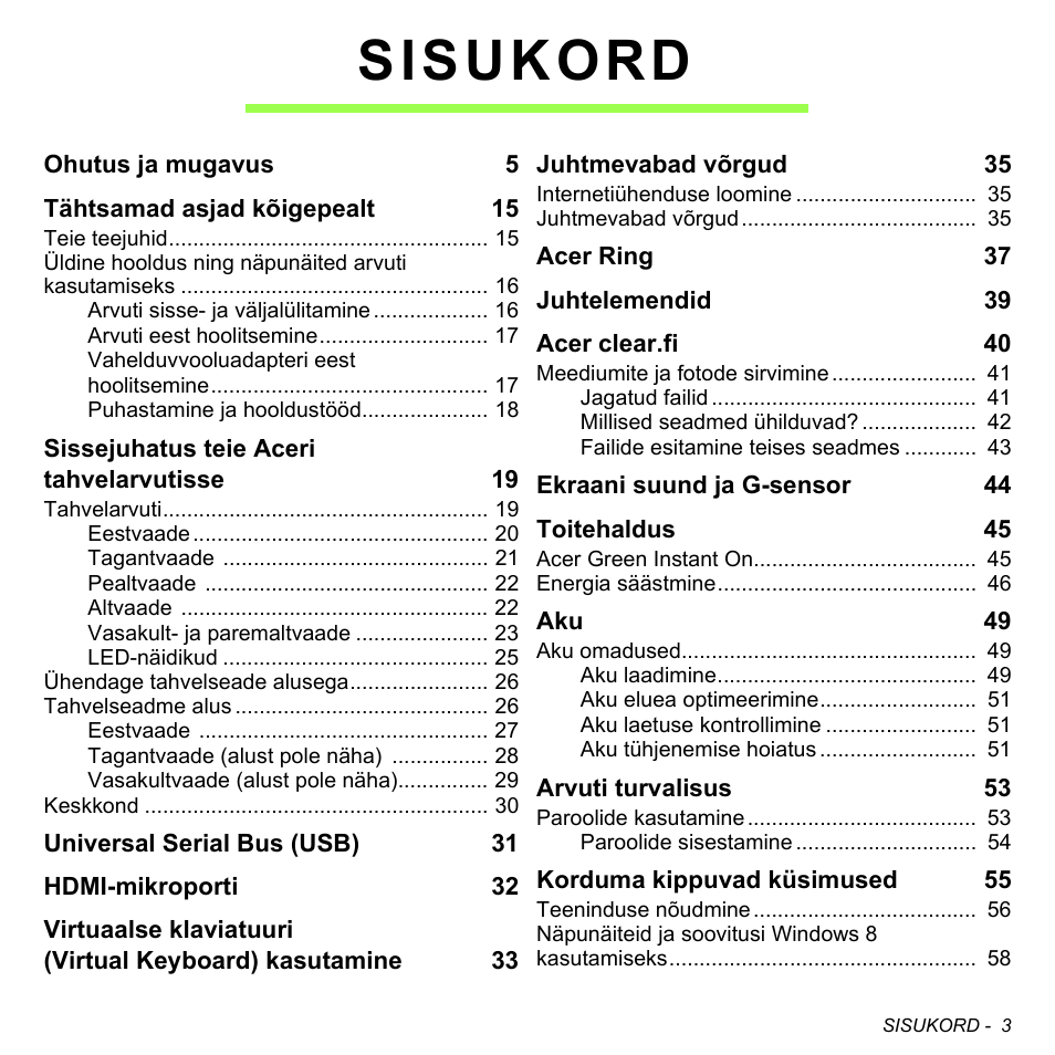 Sisukord | Acer W700 User Manual | Page 1543 / 2286