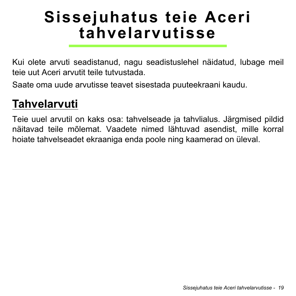 Sissejuhatus teie aceri tahvelarvutisse, Tahvelarvuti | Acer W700 User Manual | Page 1559 / 2286