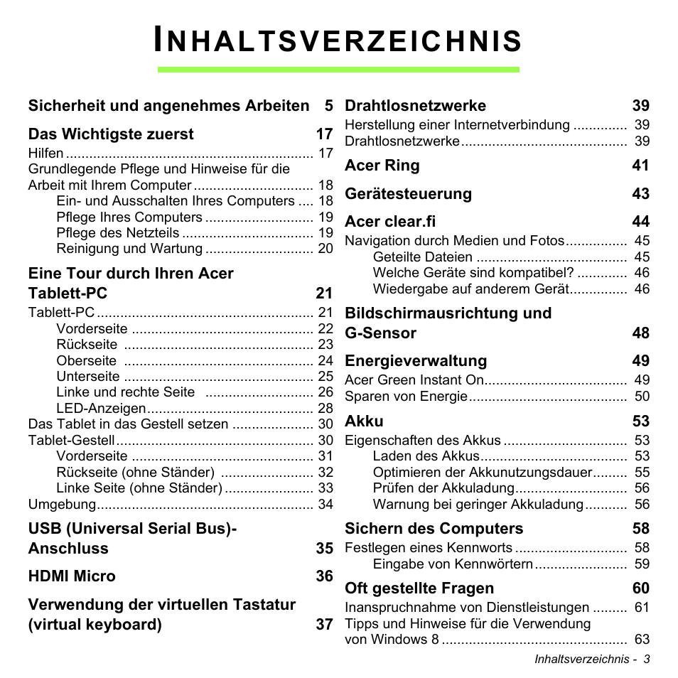 Nhaltsverzeichnis | Acer W700 User Manual | Page 157 / 2286