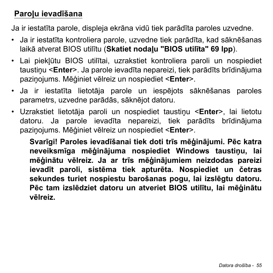 Paroļu ievadīšana | Acer W700 User Manual | Page 1669 / 2286