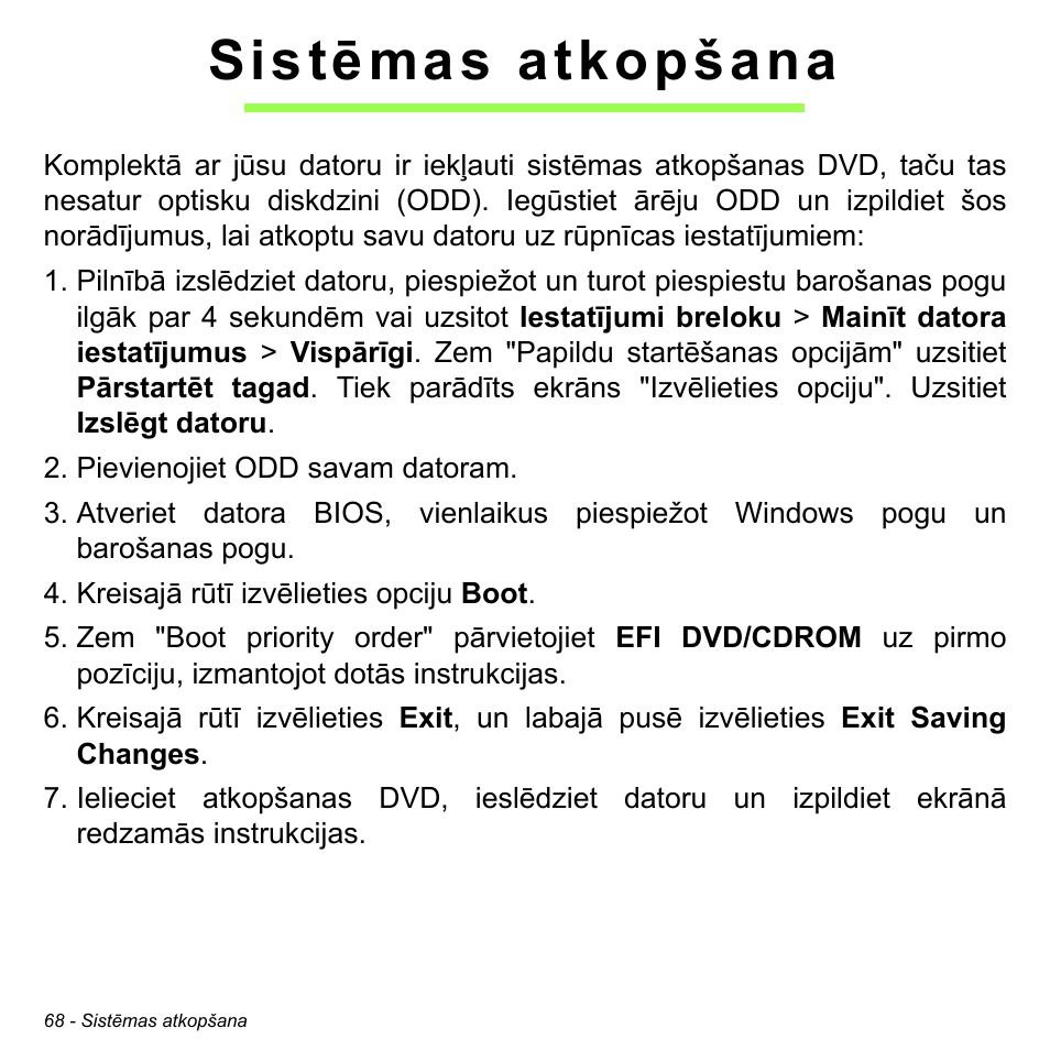 Sistēmas atkopšana | Acer W700 User Manual | Page 1682 / 2286