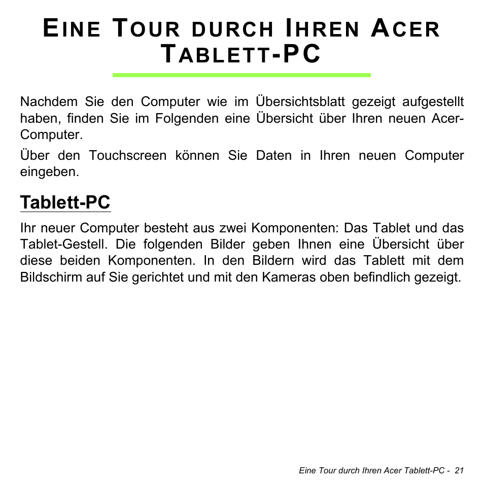 Eine tour durch ihren acer tablett-pc, Tablett-pc | Acer W700 User Manual | Page 175 / 2286