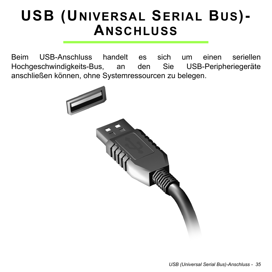 Usb (universal serial bus)- anschluss, Usb (u | Acer W700 User Manual | Page 189 / 2286