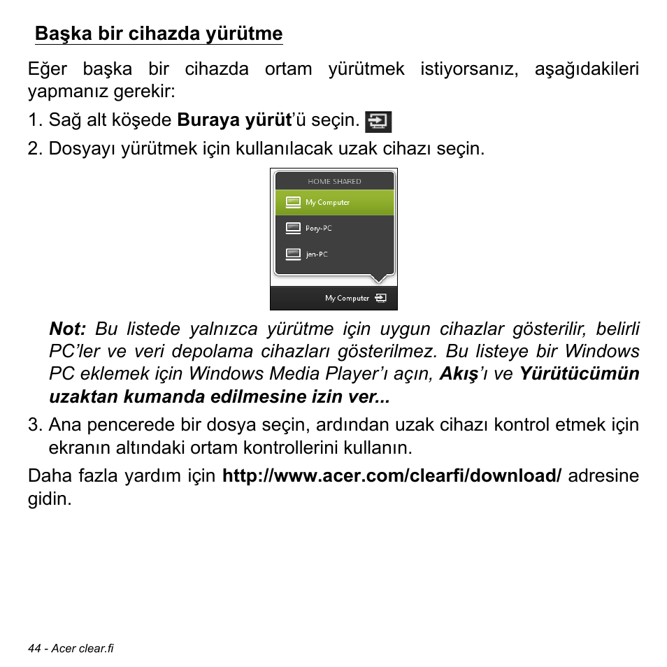 Başka bir cihazda yürütme | Acer W700 User Manual | Page 1896 / 2286