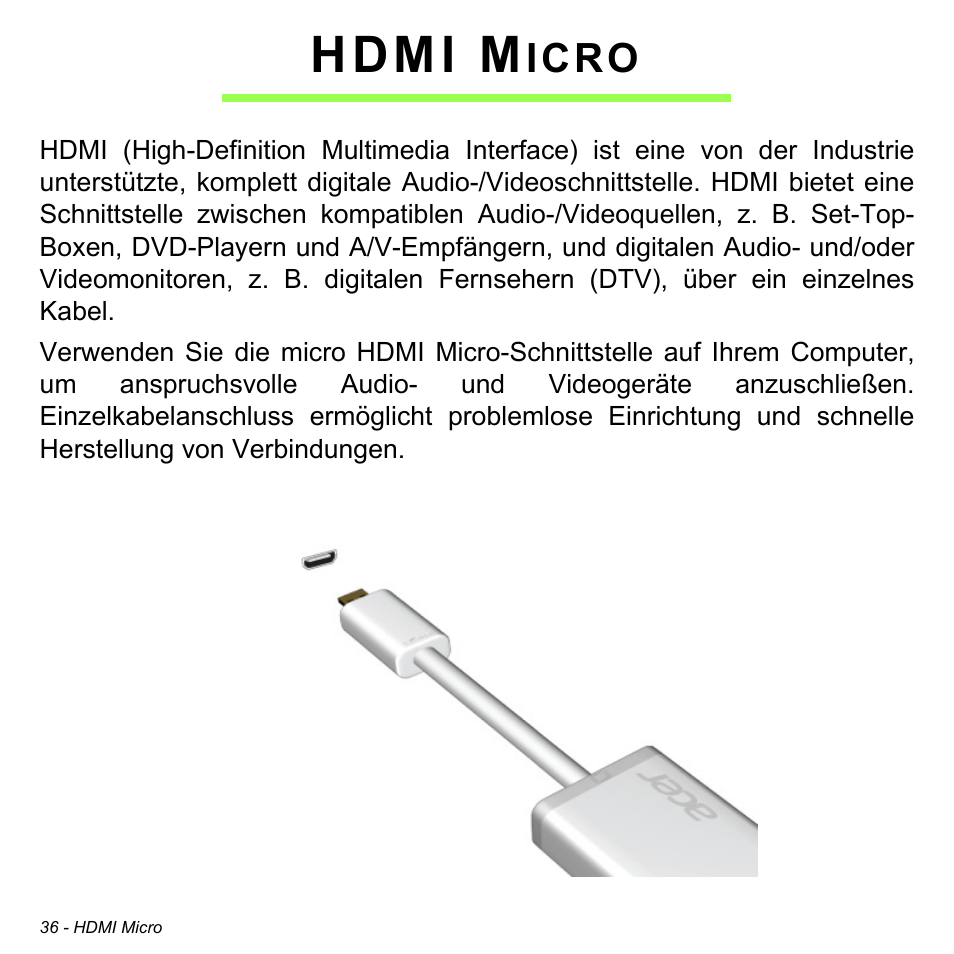 Hdmi micro, Hdmi m, Icro | Acer W700 User Manual | Page 190 / 2286