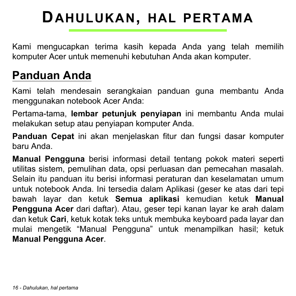 Dahulukan, hal pertama, Panduan anda | Acer W700 User Manual | Page 2150 / 2286