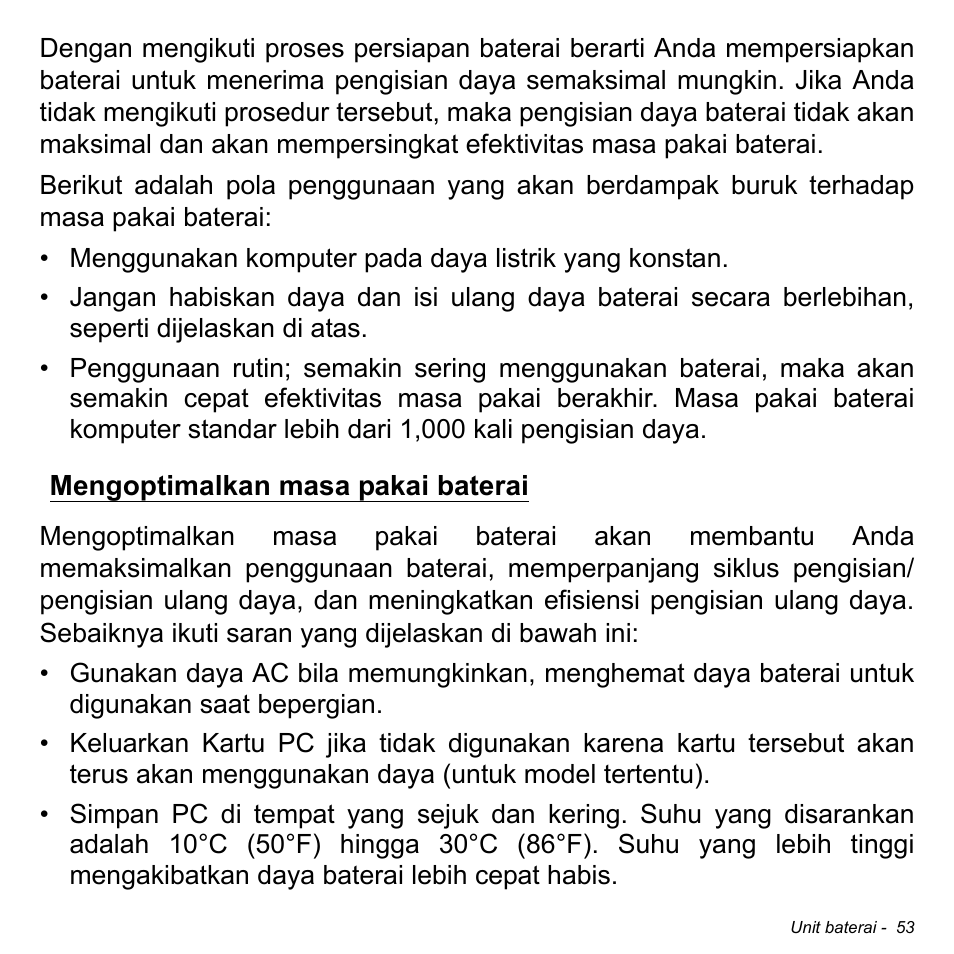 Mengoptimalkan masa pakai baterai | Acer W700 User Manual | Page 2187 / 2286